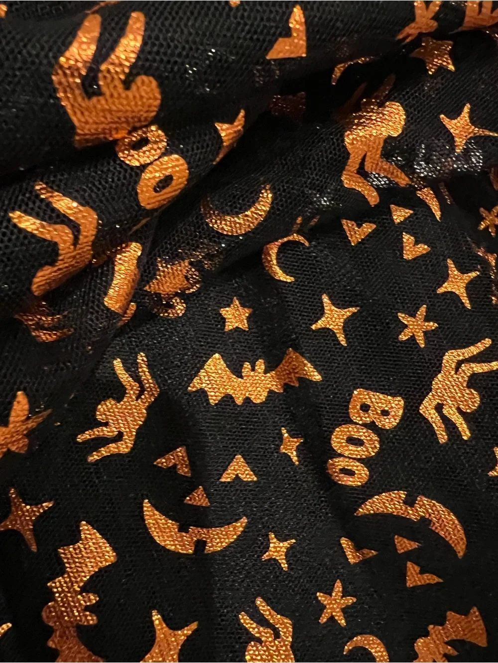 wonder nation | Black Skater Skirt with Metallic Gold Halloween Motifs Sz L